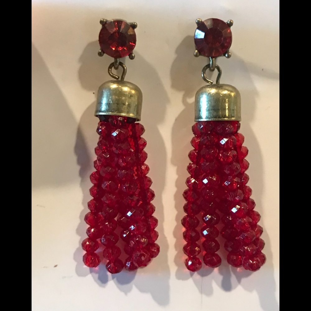 bauble bar red beaded tassel earrings 2 innew! $15